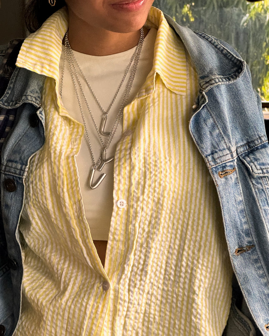 Bold Letter Necklace - V