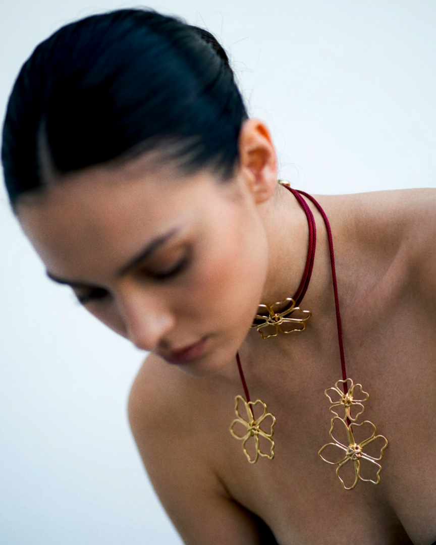 Multi Flower Cord Necklace