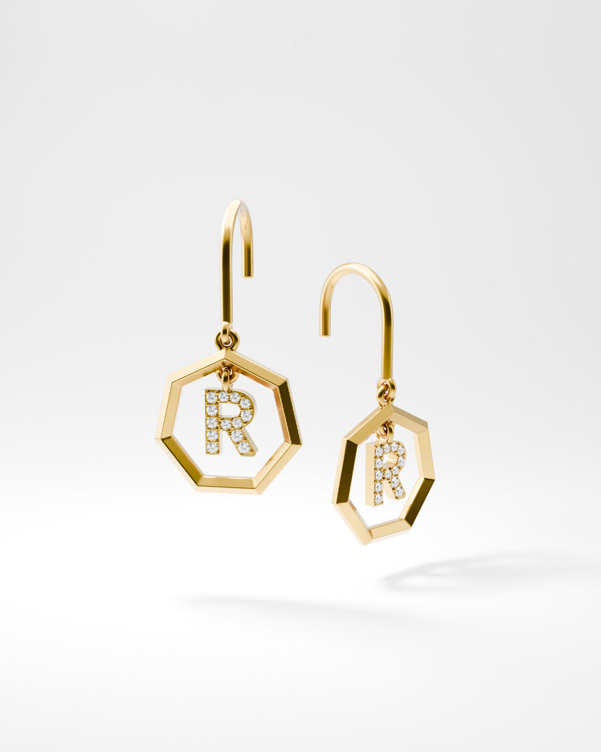 Letter Earrings - R