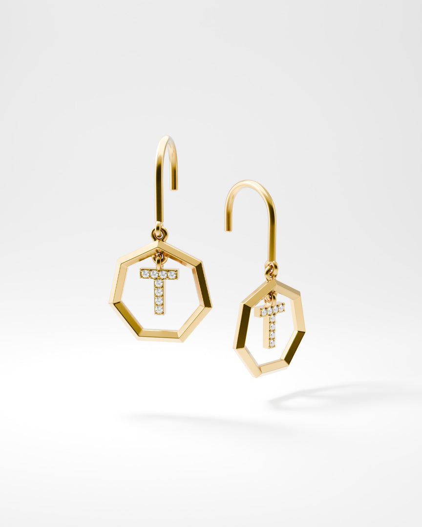 Letter Earrings - T