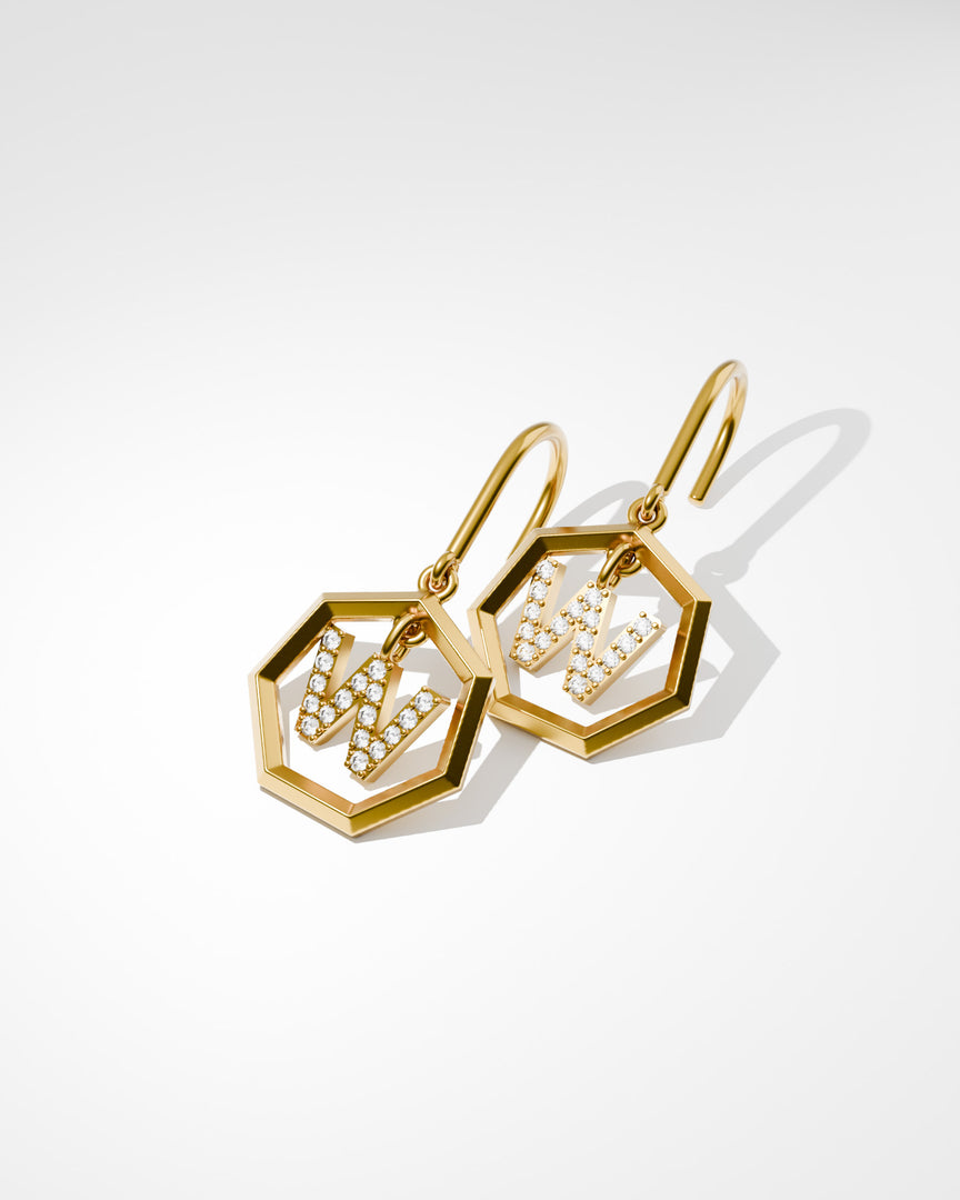 Letter Earrings - W